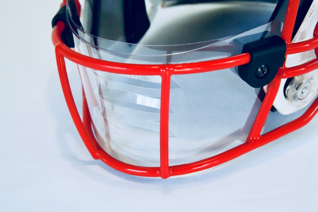 Starting with Thursday’s game against Tompkins at Legacy Stadium, Katy High’s football players will have the option of using a unique safety shield on their helmets. The shield, created by Third Coast Shields, is attached to the facemask and designed to reduce the spread of airborne droplets, adding additional barriers for player protection.